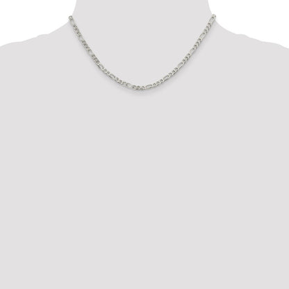 Sterling Silver 4mm Pav Flat Figaro Chain
