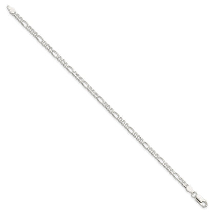 Sterling Silver 4mm Pav Flat Figaro Chain
