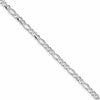 Sterling Silver Rhodium-plated 4mm Pav Flat Figaro Chain