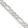 Sterling Silver 4mm Pav Flat Figaro Chain