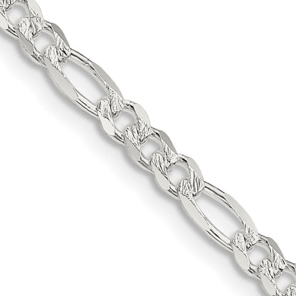 Sterling Silver 4mm Pav Flat Figaro Chain