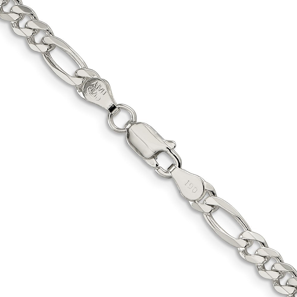 Sterling Silver 4.3mm Pav Flat Figaro Chain