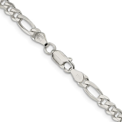 Sterling Silver 4.3mm Pav Flat Figaro Chain