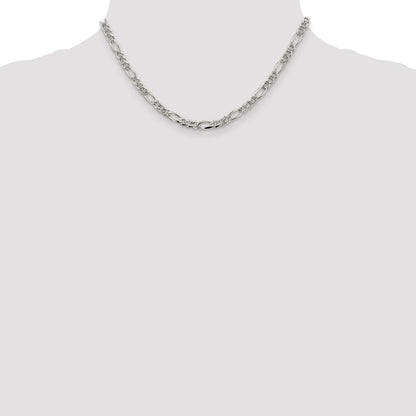 Sterling Silver 4.3mm Pav Flat Figaro Chain