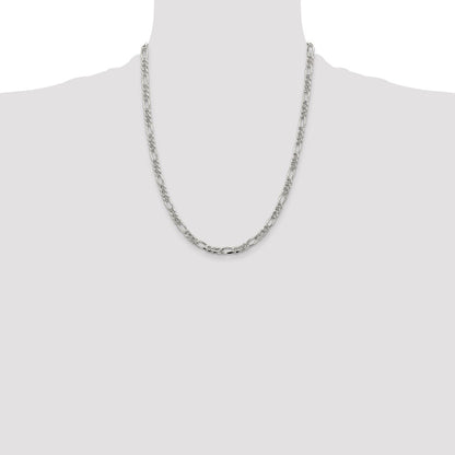 Sterling Silver 4.3mm Pav Flat Figaro Chain