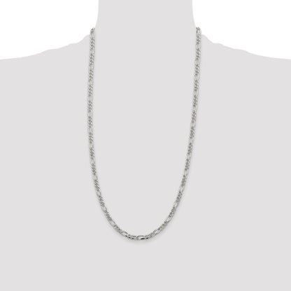 Sterling Silver 4.3mm Pav Flat Figaro Chain
