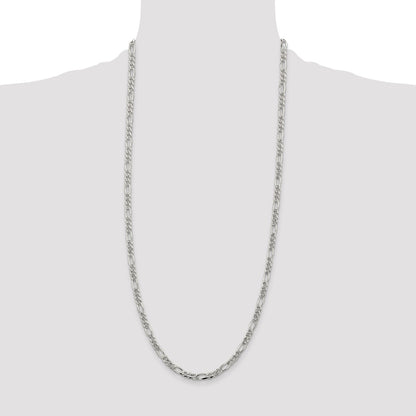 Sterling Silver 4.3mm Pav Flat Figaro Chain