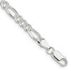 Sterling Silver 4.3mm Pav Flat Figaro Chain