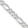 Sterling Silver 4.3mm Pav Flat Figaro Chain