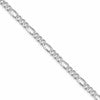 Sterling Silver Rhodium-plated 4.3mm Pav Flat Figaro Chain