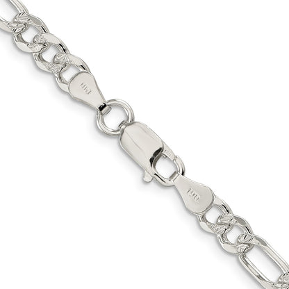 Sterling Silver 5.5mm Pav Flat Figaro Chain