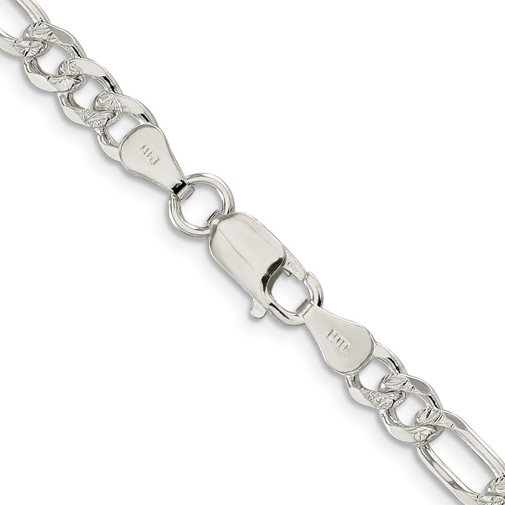 Sterling Silver 5.5mm Pav Flat Figaro Chain