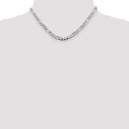 Sterling Silver 5.5mm Pav Flat Figaro Chain