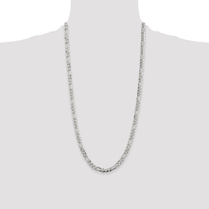 Sterling Silver 5.5mm Pave Flat Figaro Chain