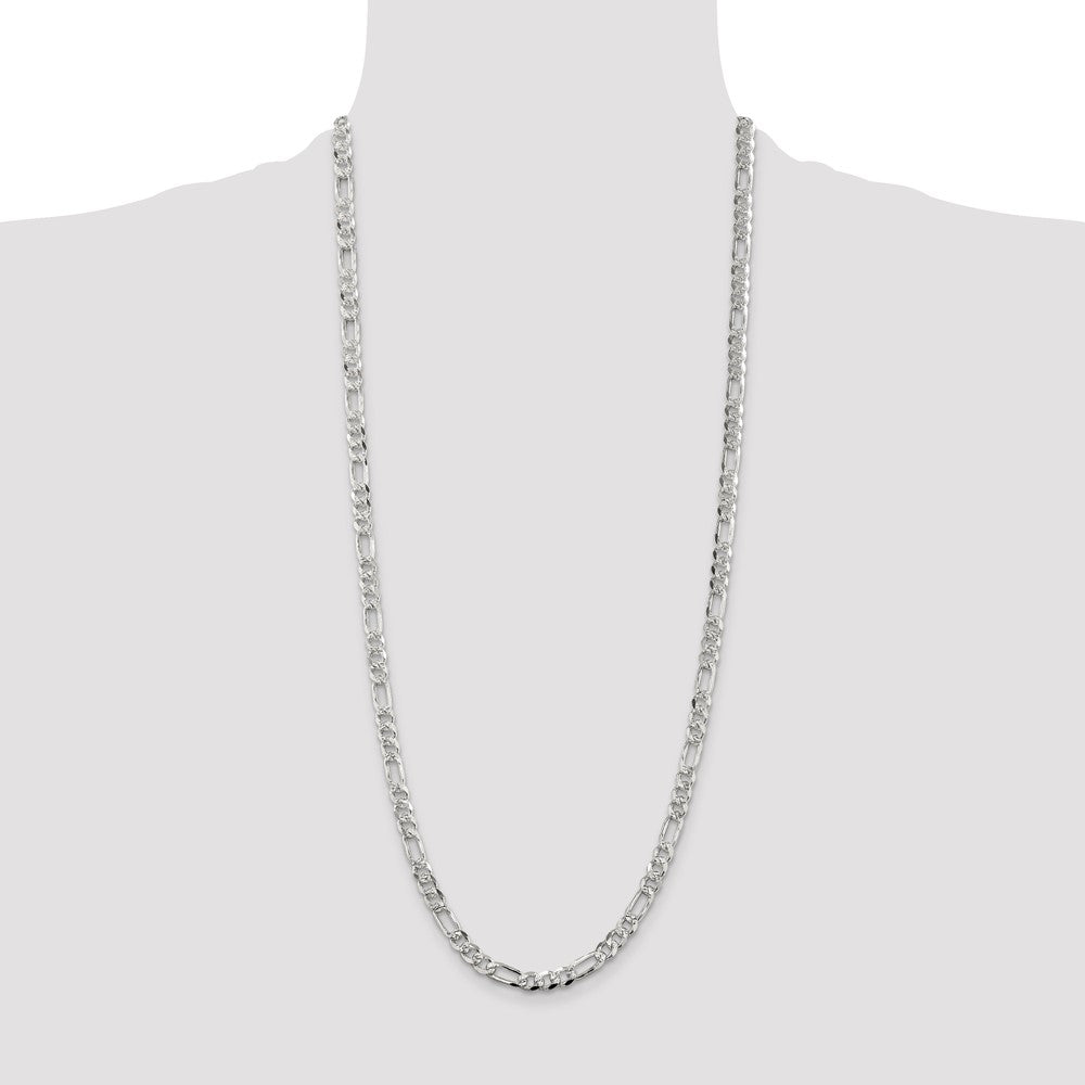 Sterling Silver 5.5mm Pav Flat Figaro Chain