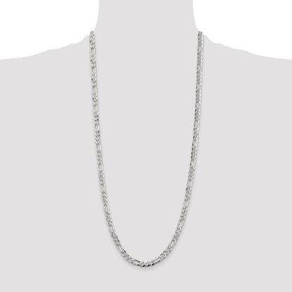 Sterling Silver 5.5mm Pav Flat Figaro Chain
