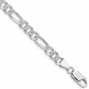 Sterling Silver Rhodium-plated 5.5mm Pav Flat Figaro Chain