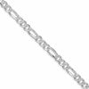 Sterling Silver Rhodium-plated 5.5mm Pav Flat Figaro Chain