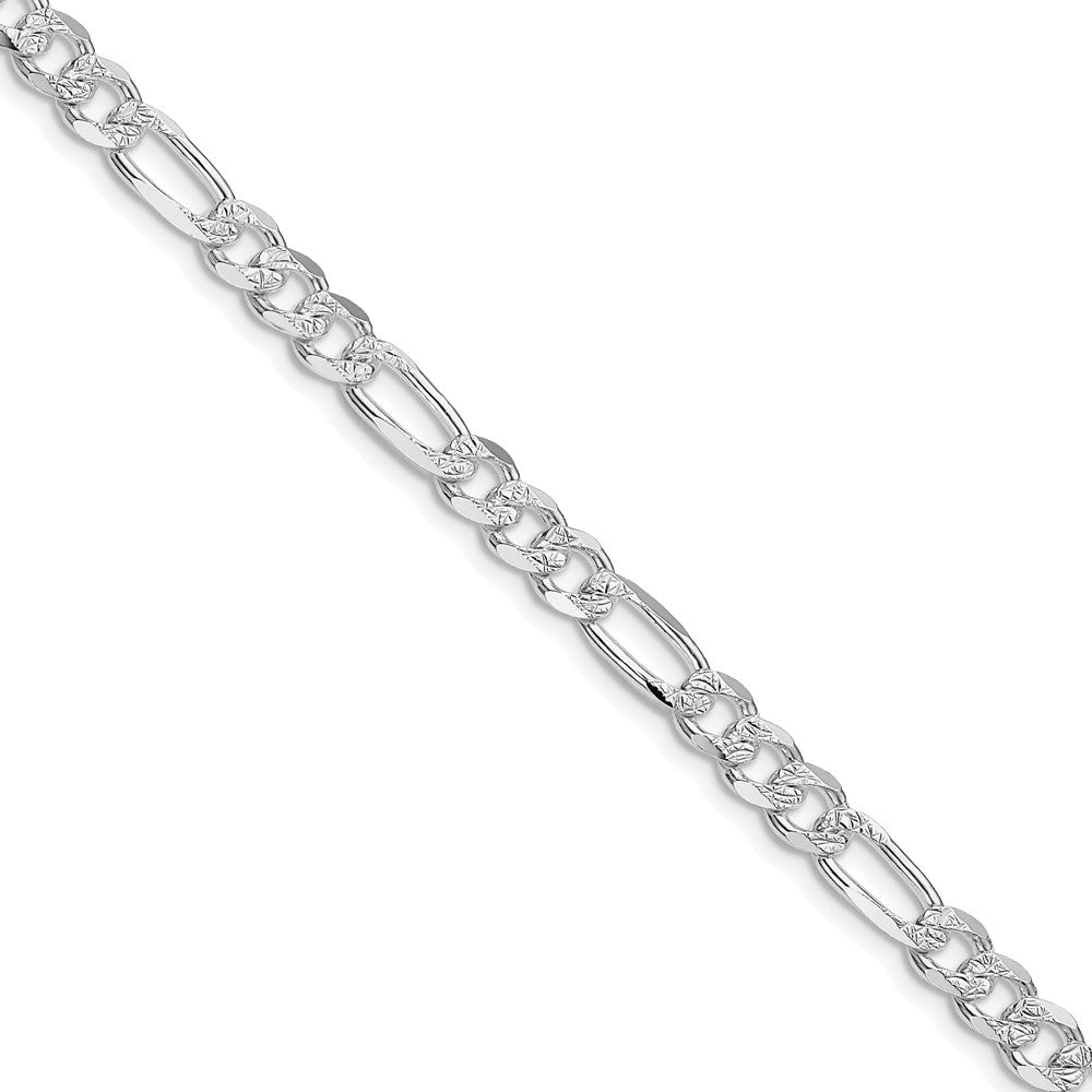 Sterling Silver Rhodium-plated 5.5mm Pave Flat Figaro Chain