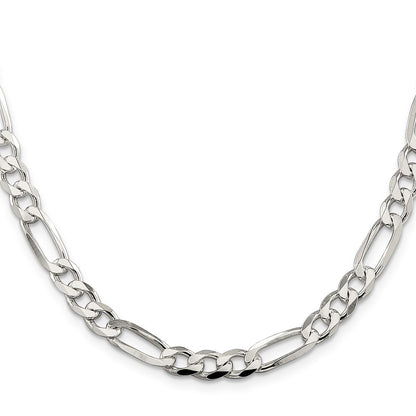 Sterling Silver 7.0mm Pav Flat Figaro Chain
