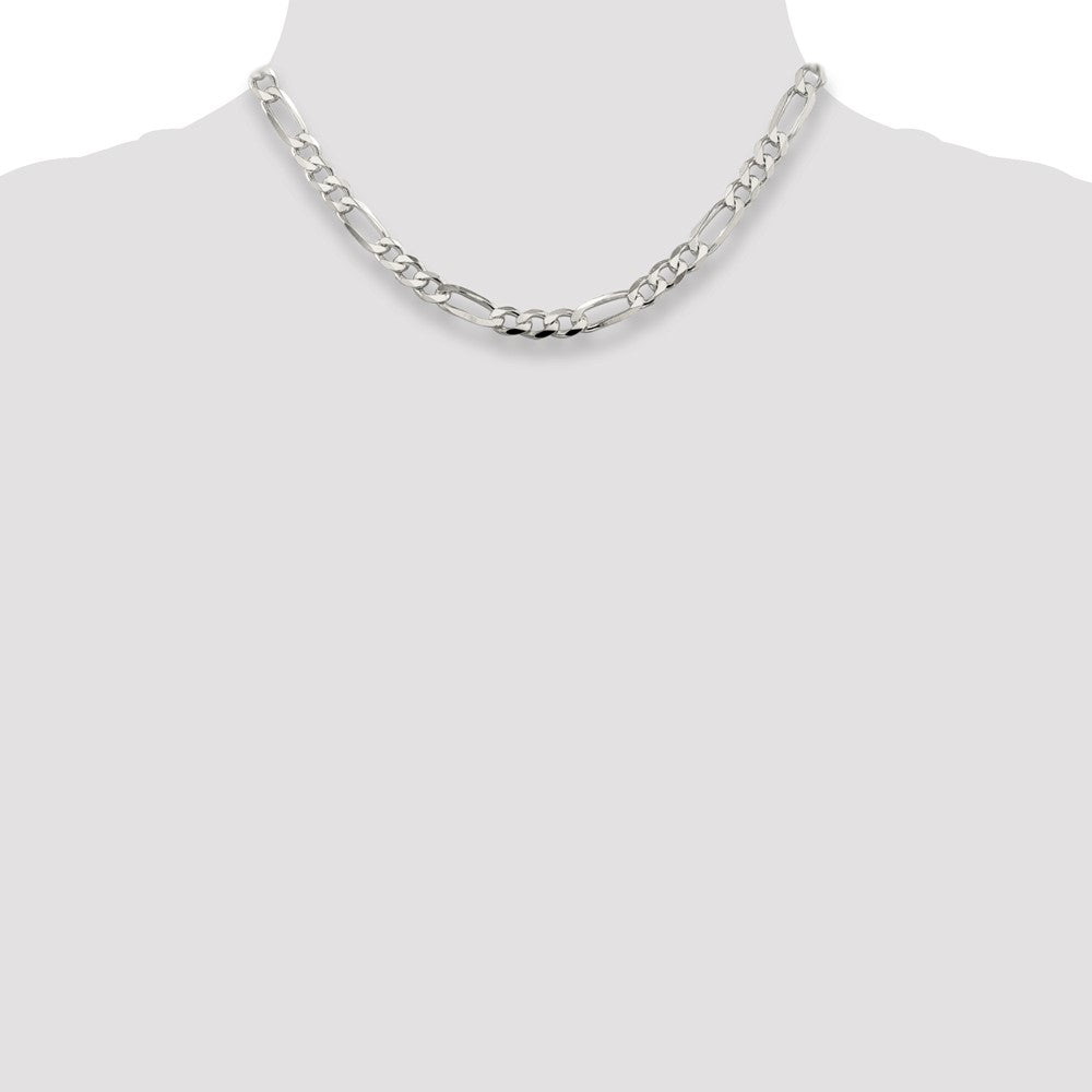 Sterling Silver 7.0mm Pav Flat Figaro Chain