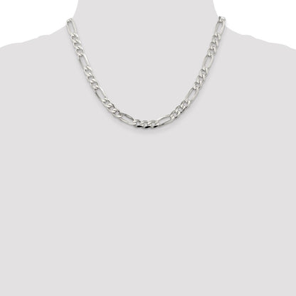 Sterling Silver 7.0mm Pav Flat Figaro Chain