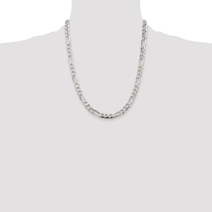 Sterling Silver 7.0mm Pav Flat Figaro Chain
