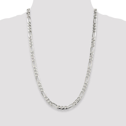 Sterling Silver 7.0mm Pav Flat Figaro Chain