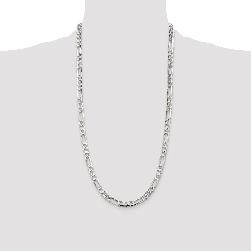 Sterling Silver 7.0mm Pav Flat Figaro Chain