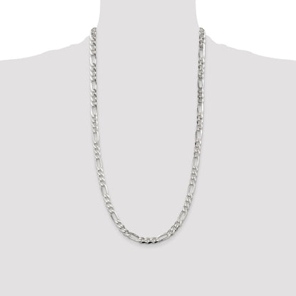 Sterling Silver 7.0mm Pav Flat Figaro Chain