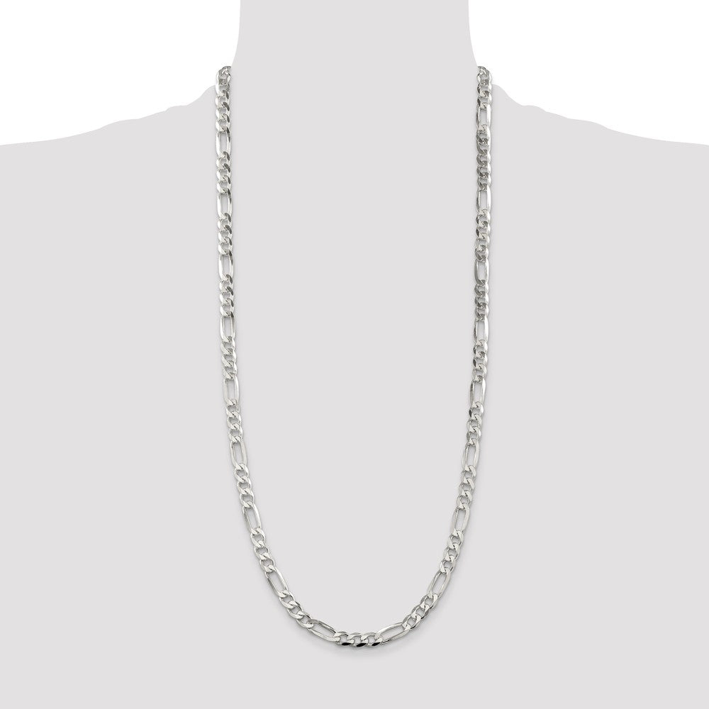 Sterling Silver 7.0mm Pav Flat Figaro Chain