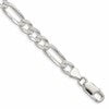 Sterling Silver 7.0mm Pav Flat Figaro Chain