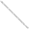 Sterling Silver Rhodium-plated 6.75mm Pav Flat Figaro Chain