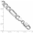 Sterling Silver Rhodium-plated 6.75mm Pav Flat Figaro Chain