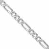 Sterling Silver Rhodium-plated 6.75mm Pav Flat Figaro Chain