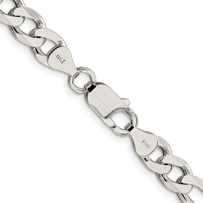Sterling Silver 7.25mm Pav Flat Figaro Chain