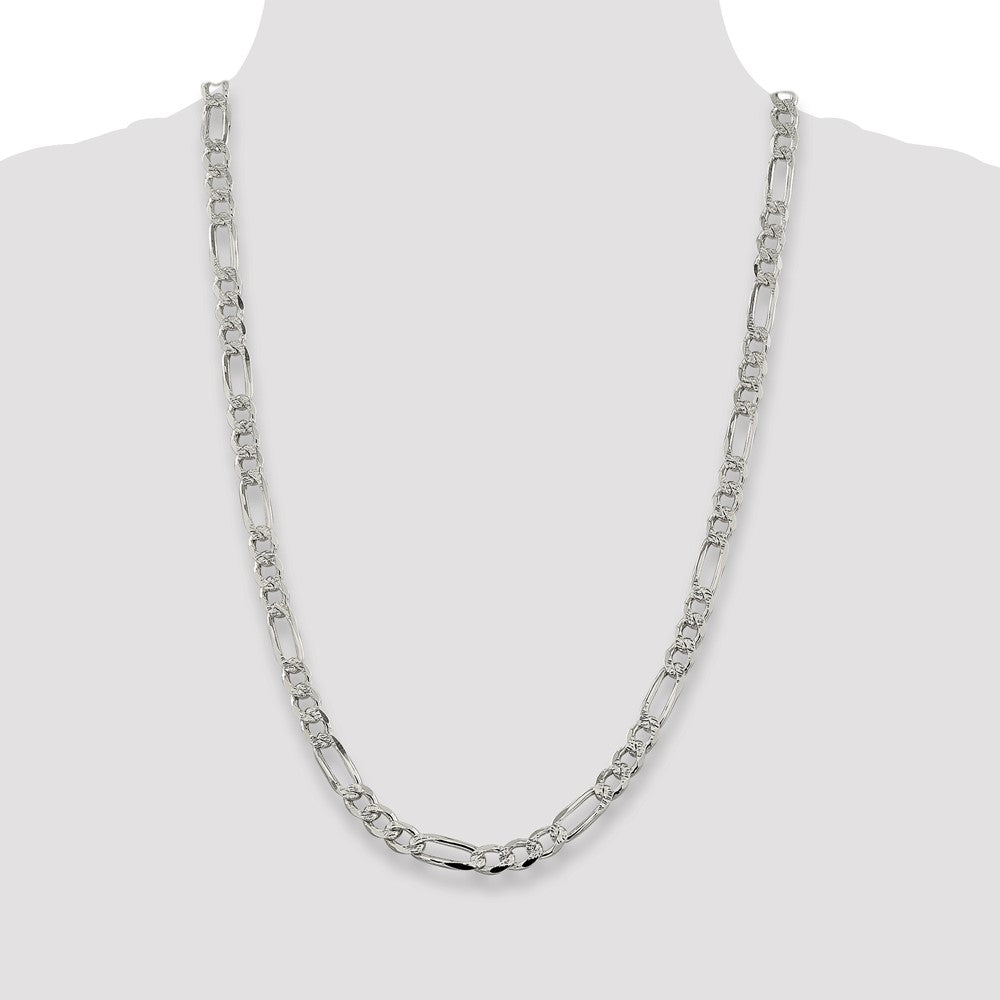 Sterling Silver 7.25mm Pav Flat Figaro Chain