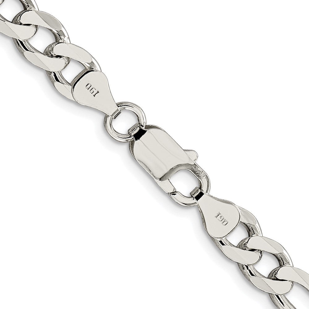 Sterling Silver Rhodium-plated 7.25mm Pav Flat Figaro Chain