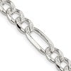 Sterling Silver 7.25mm Pav Flat Figaro Chain