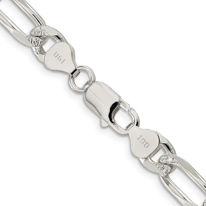 Sterling Silver 8mm Pav Flat Figaro Chain