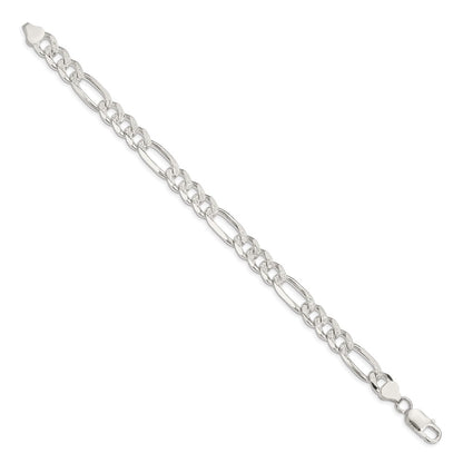 Sterling Silver 8mm Pav Flat Figaro Chain