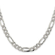 Sterling Silver Rhodium-plated 8mm Pav Flat Figaro Chain