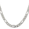 Sterling Silver Rhodium-plated 8mm Pav Flat Figaro Chain