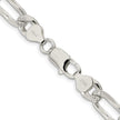 Sterling Silver Rhodium-plated 8mm Pav Flat Figaro Chain