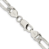 Sterling Silver Rhodium-plated 8mm Pav Flat Figaro Chain