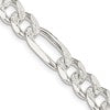 Sterling Silver 8mm Pav Flat Figaro Chain