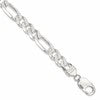 Sterling Silver 9.5mm Pav Flat Figaro Chain