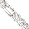 Sterling Silver 9.5mm Pav Flat Figaro Chain