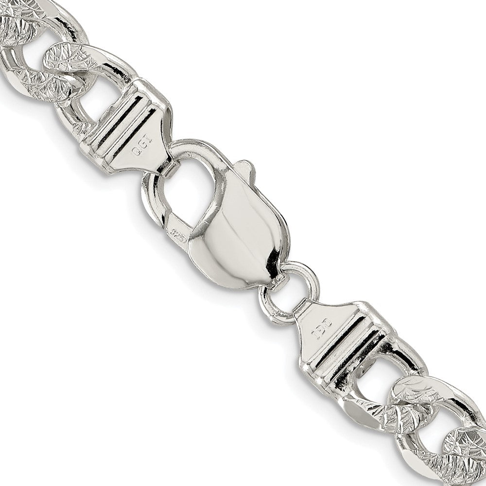 Sterling Silver Rhodium-plated 9.5mm Pav Flat Figaro Chain