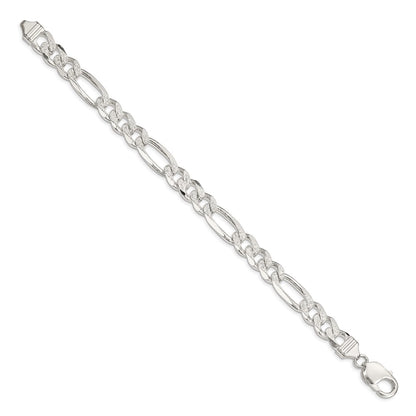Sterling Silver 11.0mm Pav Flat Figaro Chain